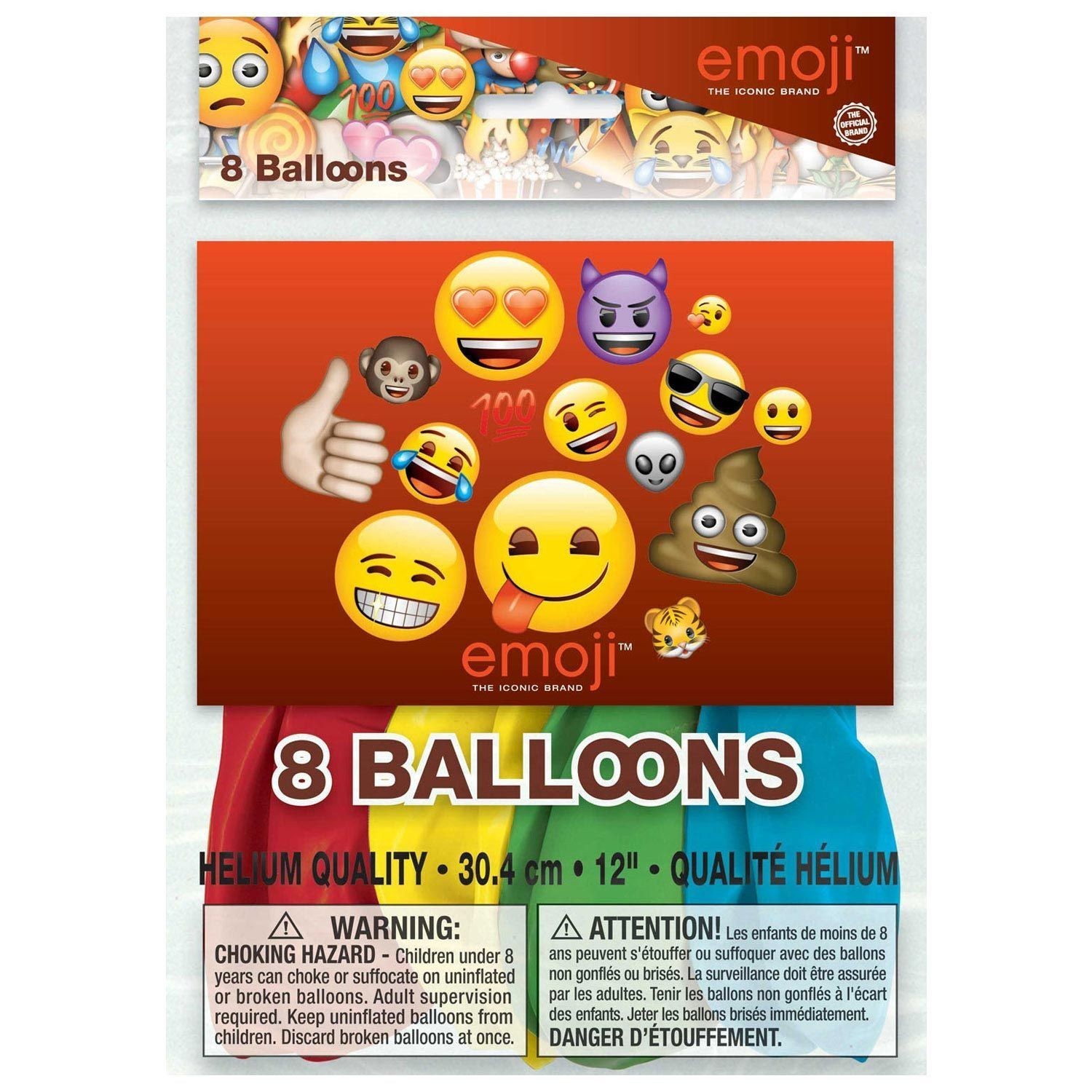 8 Stk. Store Emoji Balloner Ø 30 cm